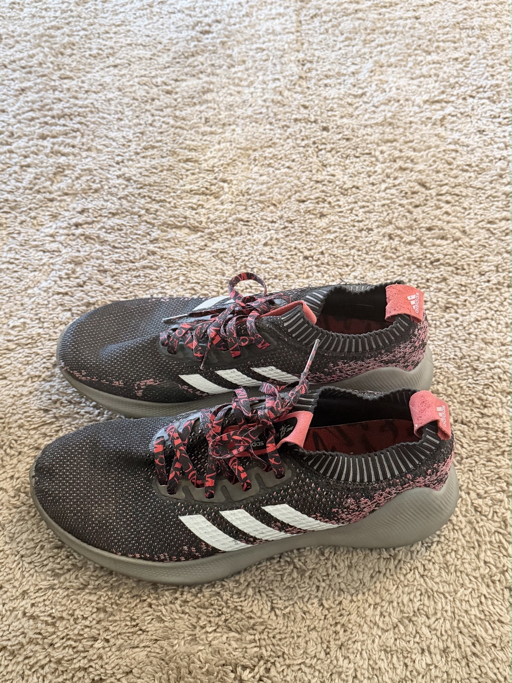 adidas Black and Pink Athletic Knit Lace-Up Sneakers